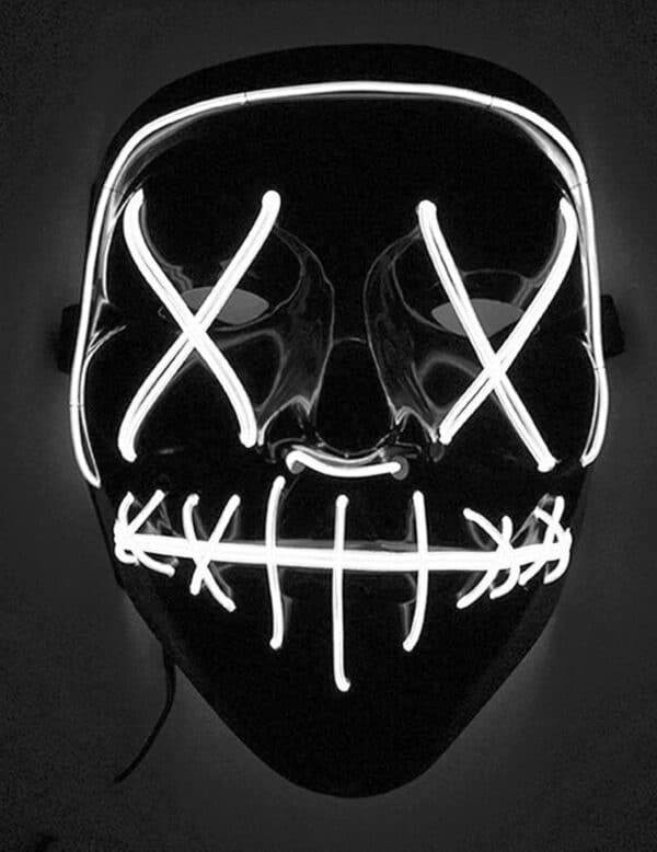 LED-Maske Mord-Nacht Halloween-Maske schwarz-weiss