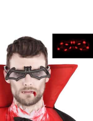 Leuchtende Fledermaus-Brille für Halloween Vampir-Accessoire schwarz-rot