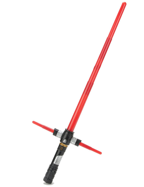 Leuchtendes Kreuz-Laserschwert mit Soundeffekten rot-schwarz-grau 81cm