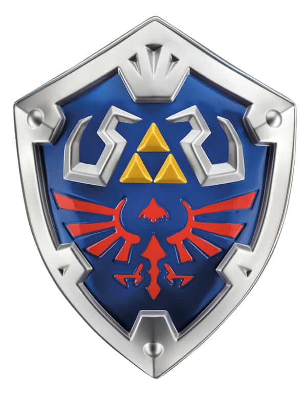 Link-Schild für Kinder Zelda-Accessoire Cosplay blau-silber-rot 48 x 38 x 9 cm