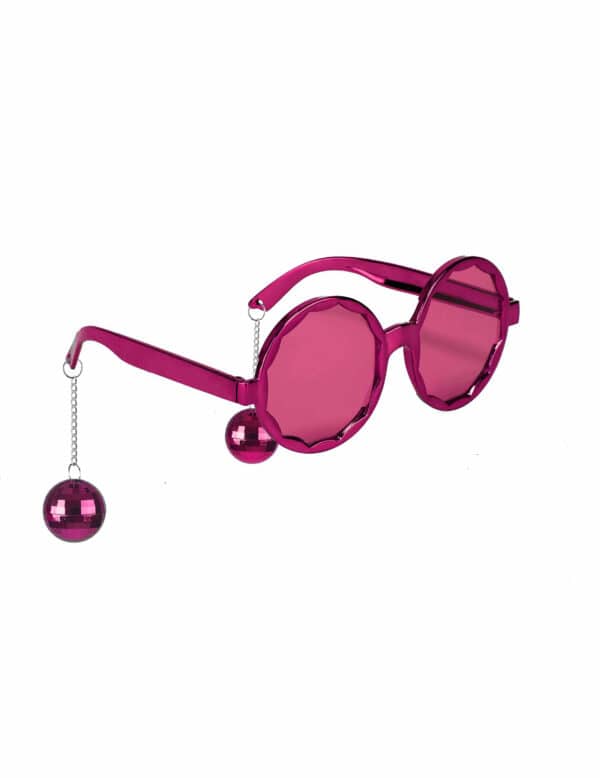 Lustige Discokugel Brille pink