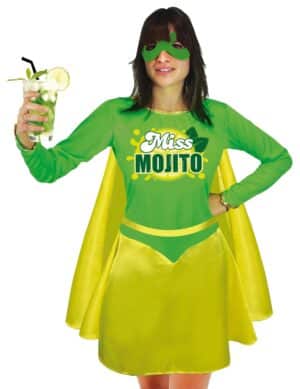 Lustiges Miss Mojito-Damenkostüm JGA-Outfit grün-gelb