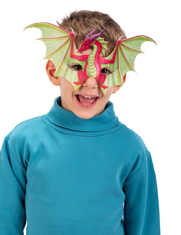 Mächtige Drachen-Maske für Kinder Halbmaske rot-grün-violett