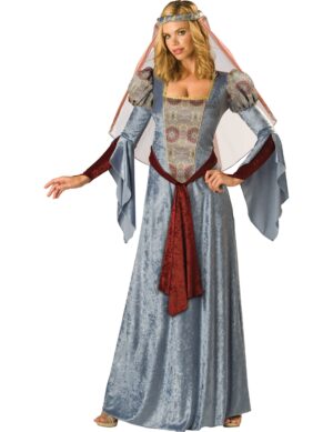 Maid Marian Mittelalter Damenkostüm blau-rot