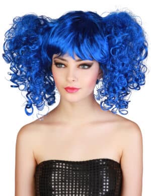 Manga-Zopfperücke mit Locken Cosplay-Perücke blau