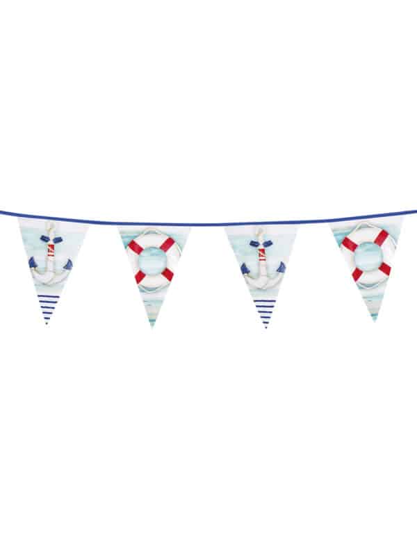 Marine-Girlande Wimpel Partydeko blau-rot-weiss 6m