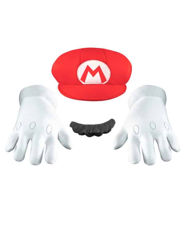 Mario Kinder-Accessoires-Set Super Mario Videospiel weiss-rot-schwarz