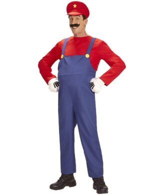 Mechaniker-Kostüm für Herren Karnevalskostüm blau-rot