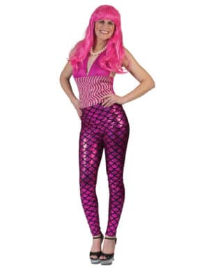 Meerjungfrau-Leggings für Damen Accessoire pink-schwarz