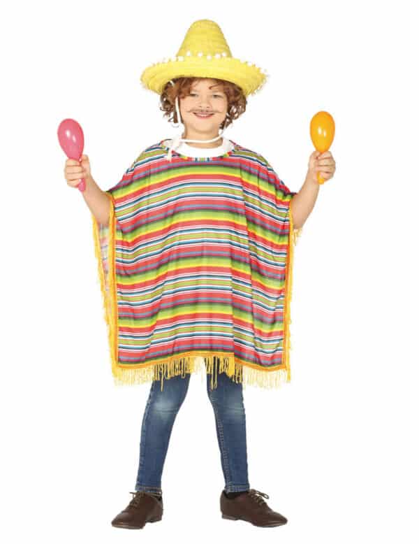 Mexikanischer Kinder-Poncho Kinder-Kostüm bunt