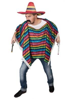 Mexikanischer Poncho Wilder Westen Kostüm-Accessoire bunt