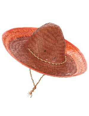 Mexikanischer Sombrero mit Hutschnur orange