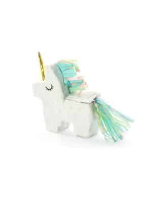 Mini-Pinata in Einhorn-Form Einhorn-Pinata weiss-türkis 8x2