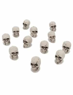 Mini-Totenschädel Halloween-Deko 3cm 12er-Set weiss