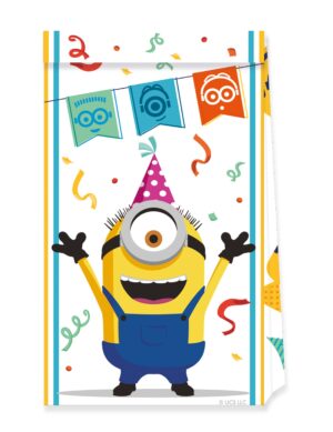 Minions-Geschenktüten für Kindergeburtstag 4 Stück bunt 22 cm