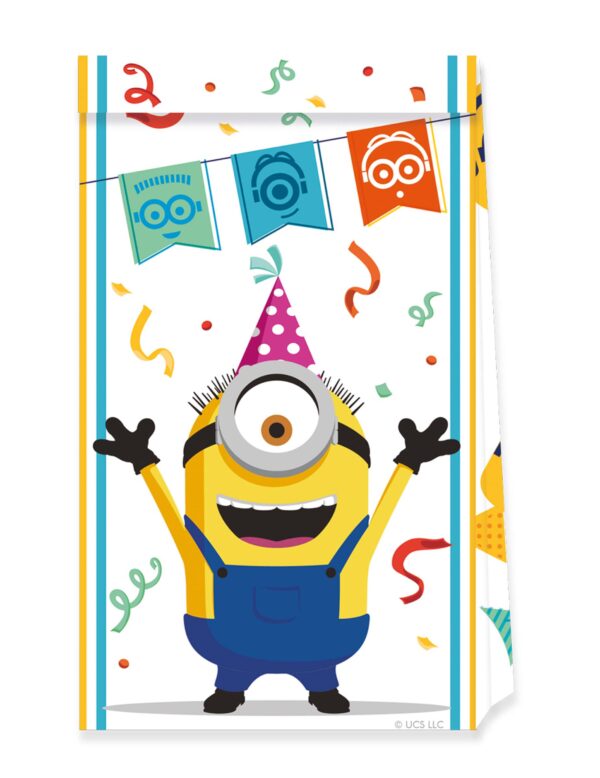 Minions-Geschenktüten für Kindergeburtstag 4 Stück bunt 22 cm