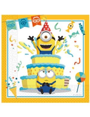 Minions-Papierservietten Geburtstags-Tischdeko 20 Stück bunt 33 x 33 cm