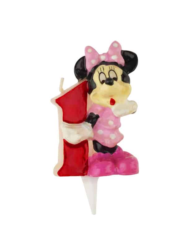 Minnie Maus Kerze Geburtstagskerze Zahl 1 rosa-rot-schwarz 6