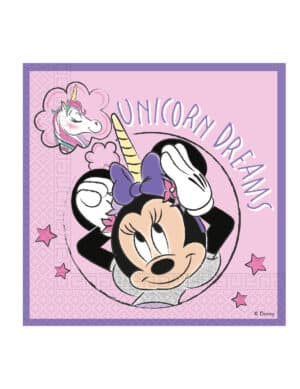 Minnie Maus-Servietten mit Einhorn Kindergeburtstag-Partydeko 20 Stück rosa 33x33 cm