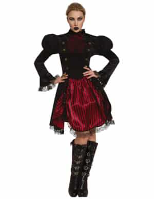 Miss Steampunk-Damenkostüm Halloweenkostüm schwarz-rot