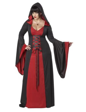 Mittelalter Halloween Damenkostüm Plus Size rot-schwarz