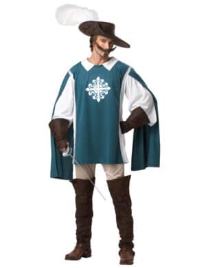 Mittelalter Musketeer Kostüm blau-weiss-braun