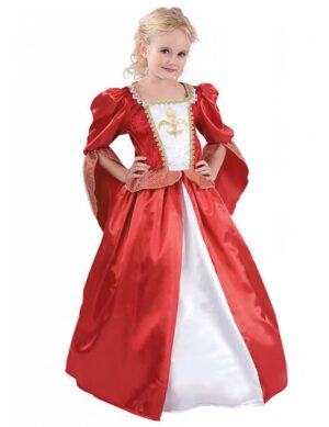 Mittelalterliche Königin Kinderkostüm Prinzessin rot-weiss-gold