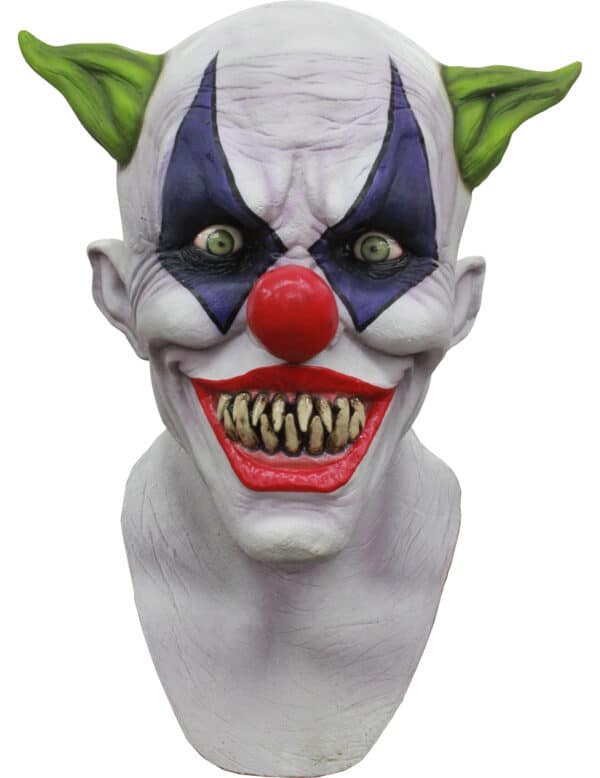 Monsterclown-Maske Horrorclown Latexmaske weiss-bunt