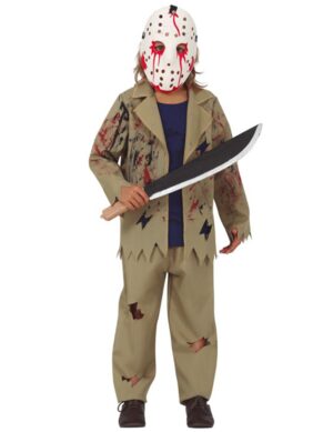 Mörder-Kostüm für Jungen Filmfigur Halloween-Kostüm beige-weiss-rot