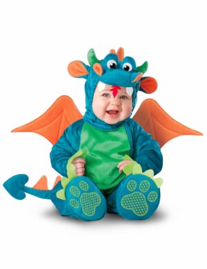 Niedlicher Drache Babykostüm blau-grün