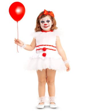 Niedlicher Horrorclown Babykostüm für Halloween weiß-rot