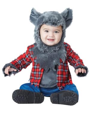 Niedliches Werwolf-Kostüm für Babys Halloween-Kostüm grau-rot-blau