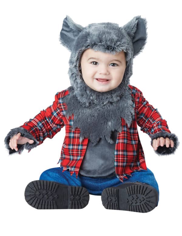 Niedliches Werwolf-Kostüm für Babys Halloween-Kostüm grau-rot-blau