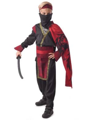 Ninja-Kostüm für Jungen Faschingskostüm Halloweenkostüm rot-schwarz