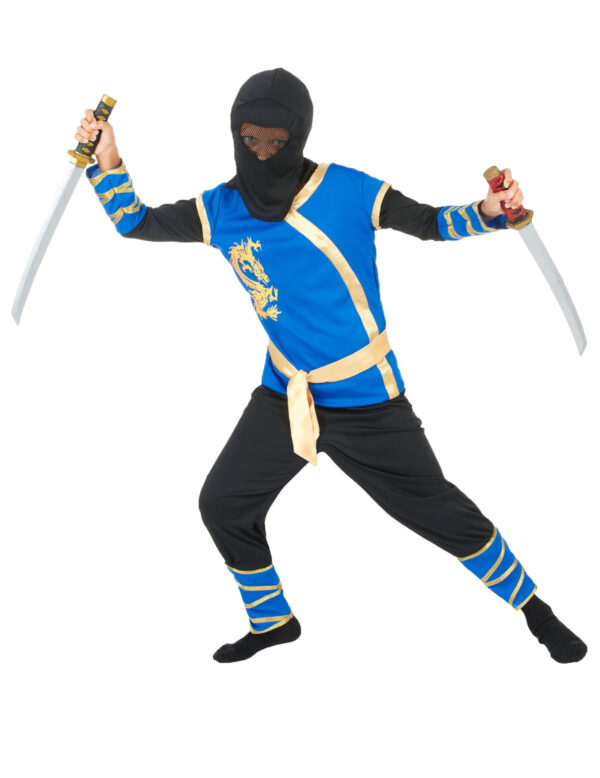 Ninja Krieger Kinderkostüm schwarz-blau