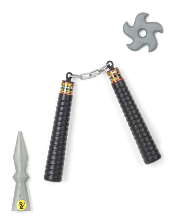 Ninja-Set für Kinder Nunchaku-Set grau-schwarz