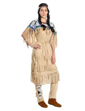 Nscho-tschi-Kostüm für Damen Winnetou Indianerin-Kostüm für Damen Fasching braun-blau