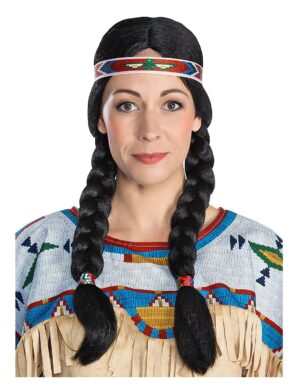 Nscho-tschi-Perücke für Damen Winnetou Faschingsaccessoire schwarz