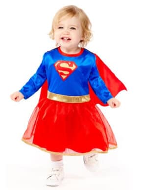 Offizielles Supergirl-Kostüm für Babys blau-rot-goldfarben