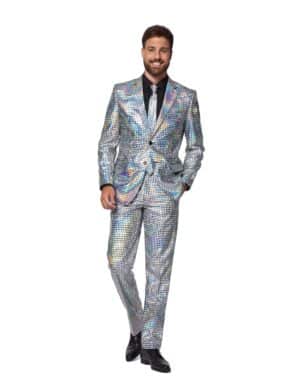 Opposuits Discoballer-Herrenanzug 70er Jahre silber