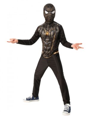 Originales Spiderman-Kostüm für Kinder Spiderman: No way home schwarz-goldfarben