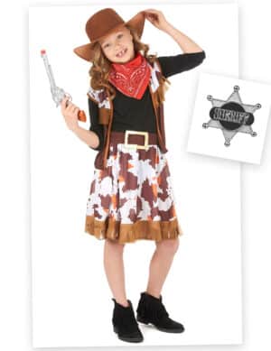 Cowgirl-Kostüm-Set für Mädchen 7-teilig braun