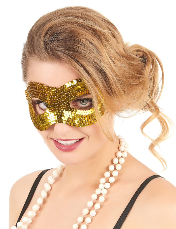 Pailletten Halbmaske Glitzermaske gold