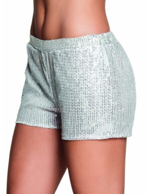 Pailletten-Shorts für Damen silber