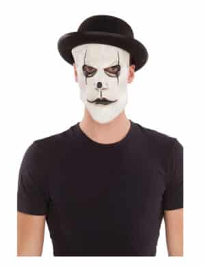 Pantomime-Maske mit Hut schwarz-weiss