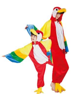 Papagei-Paarkostüm für Eltern und Kinder Fasching bunt