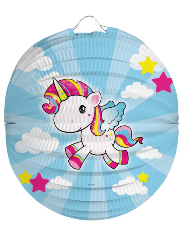 Papierlaterne Einhorn bunt 22cm