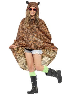 Party Poncho Tiger braun-schwarz