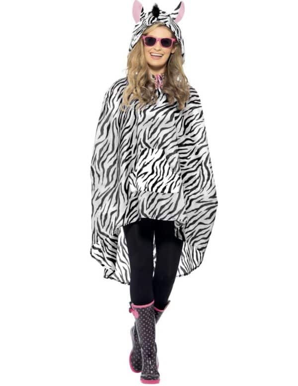 Party Poncho Zebra schwarz-weiss