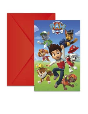 Paw Patrol-Einladungen für Kinder 6 Stück bunt 14 x 9 cm